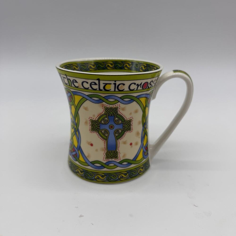 Irish Weave Celtic Cross Coffee Mug New Bone China Cup By Clara